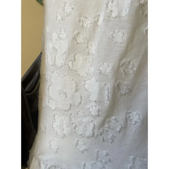 Michael Kors White Floral Sleeveless  Tank Top Ruffle Hem Cotton Knit - Picture 6 of 6